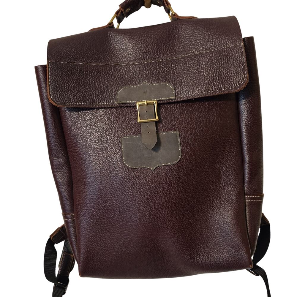 Pebbled Leather Laptop Backpack Rucksack Messenger Bag Satchel Burgundy Handmade